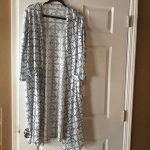 LuLaRoe Sarah White with Blue Geometric Circles S